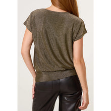 Load image into Gallery viewer, Bronze Shimmer Drape Neck Top (back)