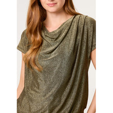 Load image into Gallery viewer, Bronze Shimmer Drape Neck Top (close up)
