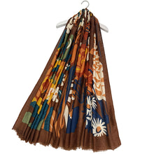 Load image into Gallery viewer, Brown Woodland Blooms Scarf