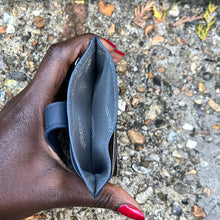 Load image into Gallery viewer, Navy Roma Luxe Italian Leather Card & Coin Holder (open)