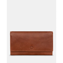 Load image into Gallery viewer, Brown Flap Over Leather Purse by Yoshi (front)
