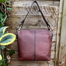 Load image into Gallery viewer, Chocolate 'Allegra' Italian Leather Tote Bag (front)
