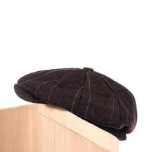 Load image into Gallery viewer, Men's Chocolate Multi Check Baker Boy