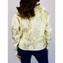 Load image into Gallery viewer, Stone Gold Foil Flower Ribbed Jumper (back)