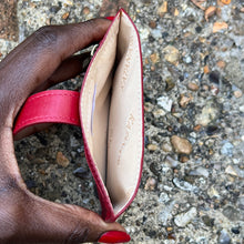 Load image into Gallery viewer, Red Roma Luxe Italian Leather Card & Coin Holder (open)