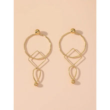 Load image into Gallery viewer, Gold Geometric Stainless Steel Stud Earrings