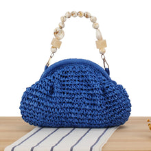 Load image into Gallery viewer, Capri Beaded Handle Woven Clutch (Capri Blue)