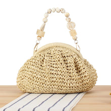 Load image into Gallery viewer, Capri Beaded Handle Woven Clutch (Ivory Straw)
