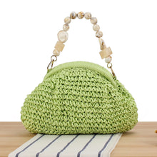 Load image into Gallery viewer, Capri Beaded Handle Woven Clutch (Pistachio Green)