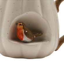 Load image into Gallery viewer, Ceramic Robin Mug with Speckled Glaze – Cream (close up)