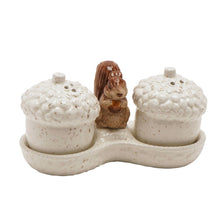 Load image into Gallery viewer, Ceramic Squirrel Acorn Salt & Pepper Shakers with Tray
