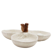 Load image into Gallery viewer, Ceramic Squirrel Three-Section Serving Dish (back)