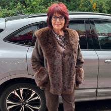 Load image into Gallery viewer, Chocolate Faux Fur Collar Jacket with Pockets
