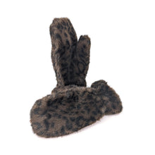 Load image into Gallery viewer, Chocolate Leopard Print Faux Fur Mittens