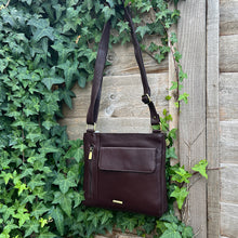 Load image into Gallery viewer, Classic Leather Multi-Pocket Crossbody Bag – Black, Navy & Burgundy (brown)
