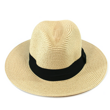 Load image into Gallery viewer, Natural Panama Style Foldable Sun Hat (flat)