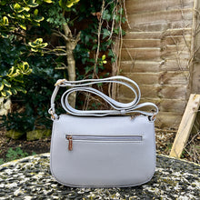 Load image into Gallery viewer, Grey Crossbody Bag with Wide Adjustable Strap (back)