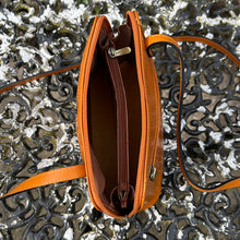 Load image into Gallery viewer, Mustard "Lia" Italian Leather Crossbody Bag (open)