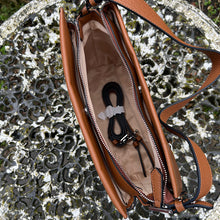 Load image into Gallery viewer, Soft Cognac Italian Leather 'Cecilia' Shoulder Bag (open)