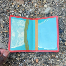 Load image into Gallery viewer, Black & Tropical Leather Travel Pass Holder (ID windows)