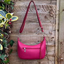 Load image into Gallery viewer, Dark Fuchsia Mini 'Matilda' Scoop Shoulder/Crossbody Bag (back)