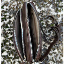 Load image into Gallery viewer, David Jones Double Zip Pebble Crossbody Bag (open)