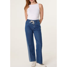 Load image into Gallery viewer, Denim Side Stripe Relaxed Fit Drawstring Jeans