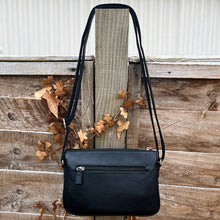 Load image into Gallery viewer, Black Triple Section Crossbody Bag By David Jones