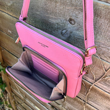Load image into Gallery viewer, Flat Blossom Crossbody Bag with Credit Card Slots in Front Pocket (front pocket)