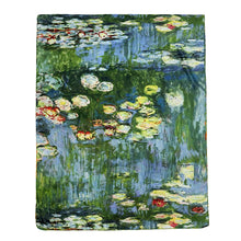 Load image into Gallery viewer, Manet 'Jeanne Demarsy'/Monet 'Water Lily' Reversible Silk Scarf (water lily)
