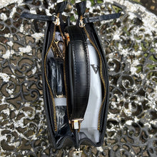 Load image into Gallery viewer, Black "Aria" Italian Leather Croc Grab Bag (open)
