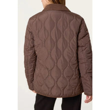 Load image into Gallery viewer, Chocolate Pattern Quilted Cord Trim Coat (back)