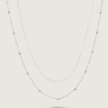 Load image into Gallery viewer, Delicate White Gold Double Strand Stainless Steel Necklace with Faux Pearl (close up)