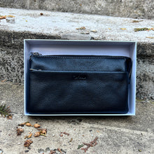 Load image into Gallery viewer, Black Luxe Triple-Compartment Leather Crossbody Bag