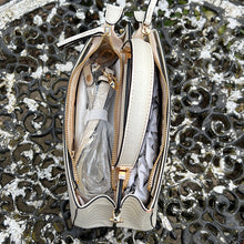 Load image into Gallery viewer, Ivory "Aria" Italian Leather Croc Grab Bag (open)