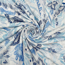 Load image into Gallery viewer, Blue Floral Print Paisley Tassel Scarf (swirl)