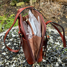 Load image into Gallery viewer, Italian Leather 2 in One 'Francesca' Backpack & Shoulder Bag | Cognac (open)