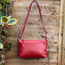 Load image into Gallery viewer, Red 'Astrid' Classic Leather Crossbody Bag (front)