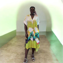 Load image into Gallery viewer, Abstract Print Cotton Linen Shirt Dress