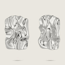 Load image into Gallery viewer, Unique Stainless Steel Silver Melting Chunky Earrings (side)