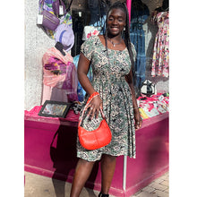 Load image into Gallery viewer, Orange Scoop Shoulder Bag with Link Chain Handle (scale)