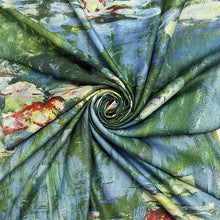 Load image into Gallery viewer, Manet 'Jeanne Demarsy'/Monet 'Water Lily' Reversible Silk Scarf (swirl)