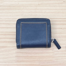 Load image into Gallery viewer, Navy & Cream Small Leather Purse (back)