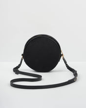 Load image into Gallery viewer, Fable Embroidered Sleeping Fox Round Velvet Crossbody Bag – Black (back)