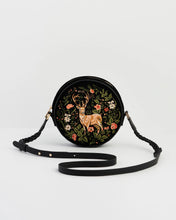 Load image into Gallery viewer, Fable Embroidered Woodland Stag Round Crossbody Bag – Black