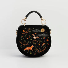 Load image into Gallery viewer, Fable Enchanted Woodland Embroidered Velvet Grab Bag – Black