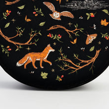 Load image into Gallery viewer, Fable Enchanted Woodland Embroidered Velvet Grab Bag – Black (close up)