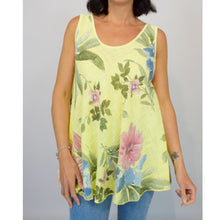 Load image into Gallery viewer, Floral Cotton Swing Vest Top (lemon)