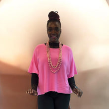 Load image into Gallery viewer, Fuchsia Short Sleeve Soft Knit Relaxed Boxy Top