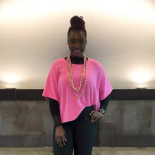 Load image into Gallery viewer, Fuchsia Short Sleeve Soft Knit Relaxed Boxy Top (tucked)